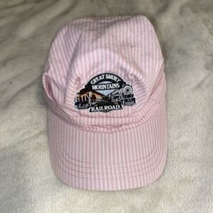 Vtg PINK Great Smoky Mountains Railway Railroad Conductor Train Engineer Hat